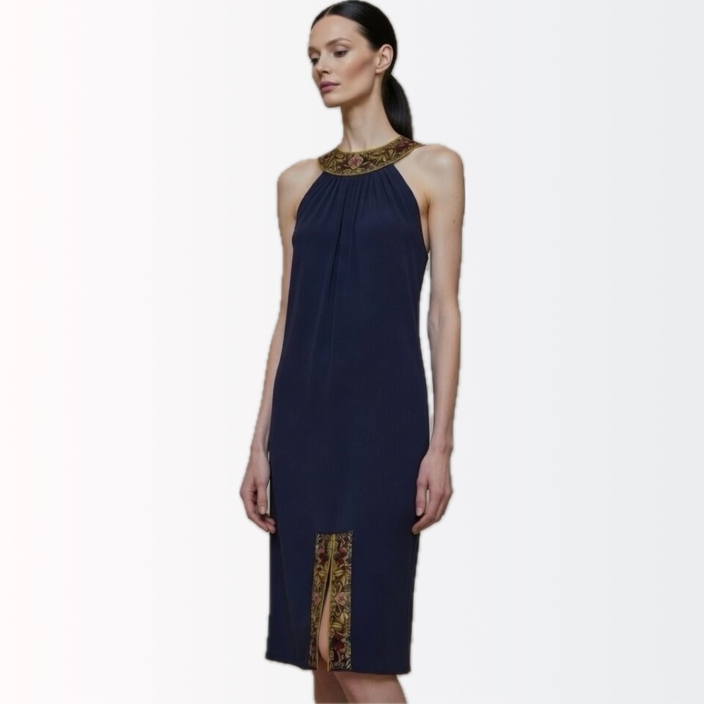 Jean Paul Gaultier Runway $1250 SQUID & DRAGONFLIES Embroidered Silk Dress 42 8